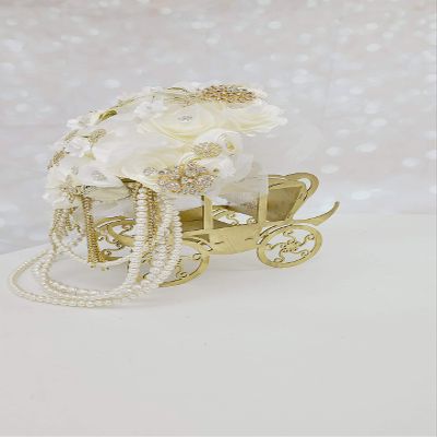 A&C Quinceaeras and more Wedding Bouquet Wedding Lasso Wedding Hair Piece 3500 (Ivory Gold)