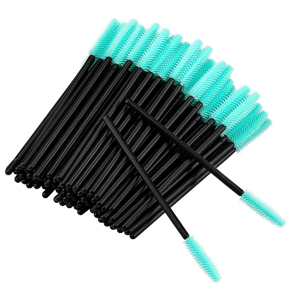 G2PLUS Silicone Eyelash Brushes, 100PCS Black and Green Mascara Brushes, Brow Applicator Wands for Makeup, Personal Care and Eyelash Extensions