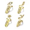 Caiyao 4Pcs Inlay Cystal Decoration Finger Nail Ring Knuckle Finger Armour Rhinestone Cover Tip Nail Cap Loop Ring for Women Adjustable Opening Art Charm Protect Fingernail Accessories-B Gold view 1