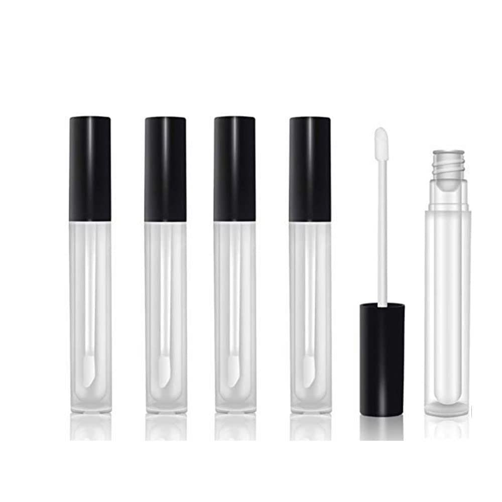10 Pcs 10ml DIY Clear Refillable Empty Lip Gloss Tubes Lip Balm Lipstick Tube Black Cap with Rubber Inserts and Transfer Funnel Tube for DIY Lipstick Makeup