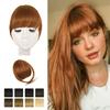 BARSDAR Real Human Hair Clip in Bangs - Human Hair Clip in Bangs for Women - Auburn Thick Bangs Extensions Fringe with Temples Dyeable Real Hair Bangs Hairpieces - Medium Auburn view 1