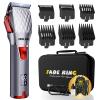FADEKING Professional Hair Clippers for Men - Cordless Hair Clippers, LCD Display Barber Clippers for Hair Cutting & Mens Grooming with Travel Case(Silver+red) view 1