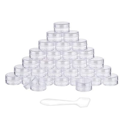 10g Round Clear Plastic Jars Empty Plastic Cosmetic Containers with Screw Caps for Make Up, Eye Shadow, Nails, Powder, Paint, Jewelry (40Pieces)