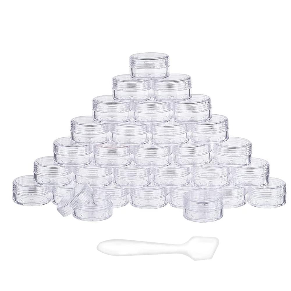 10g Round Clear Plastic Jars Empty Plastic Cosmetic Containers with Screw Caps for Make Up, Eye Shadow, Nails, Powder, Paint, Jewelry (40Pieces)