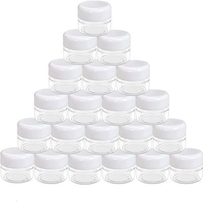 40 Pieces 10g/10ml Refillable Plastic Cosmetic Clear Container jars with Screw-on White Lids for Travel Storage Make Up,Eye Shadow,Jewelry,Nails,Powder,Paint