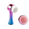 MIPPER Double Sided Silicone & Fiber Facial Cleansing Brush ABS Plating Handle Manual Deep Cleaning Face Washing Brush (pink gradient blue) view 1