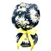 Ponytail Scrub Cap, white daisies on black, ideal for long hair or ponytail. Select your satin ribbon tie backs from 4 color options! view 4