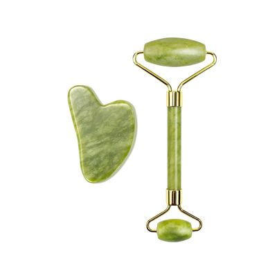 Xinsier Gua Sha Facial Tools with Jade Roller Gua Sha Board Natural Quartz Massage Stone Set Acupressure Scraper Therapy for Face, Body, Muscle Relaxing and Relieve Fine Lines and Wrinkles Green