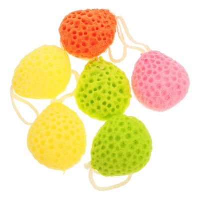 Beaupretty 6pcs Bathing Sponge Drop-Shaped Exfoliating Scrubbers for Massage Bath Sponges Mixed Colors for and Skin Care
