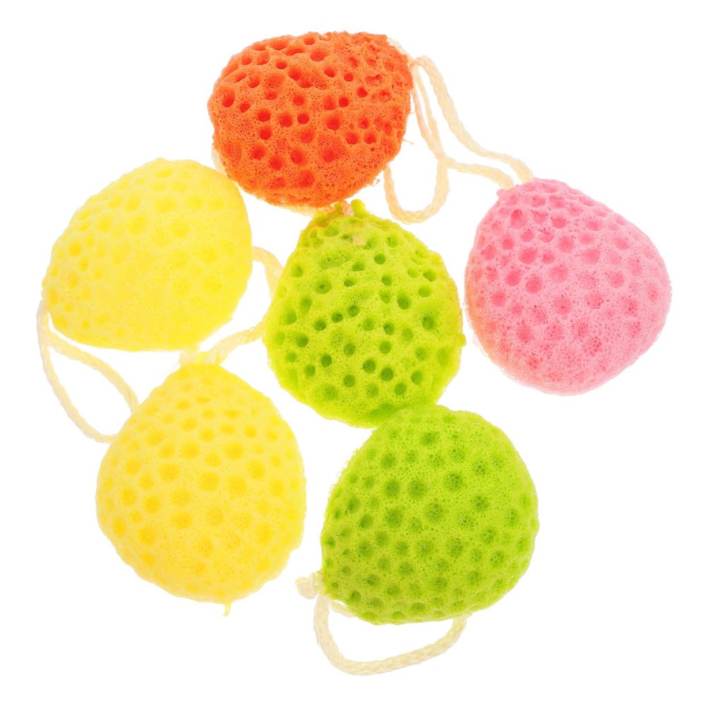 Beaupretty 6pcs Bathing Sponge Drop-Shaped Exfoliating Scrubbers for Massage Bath Sponges Mixed Colors for and Skin Care