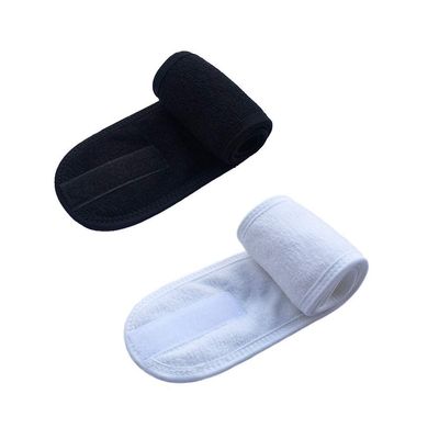 MIPPER Spa Facial Headband Face Care,Makeup,Bath,Shower,Yoga Sports Hair Wrap Band Adjustable Terry Cloth Headband (2pcs,black+white)