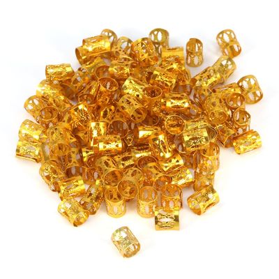 100pcs/bag Silicone Beads for Hair Extensions Styling Decoration Tools(Gold)