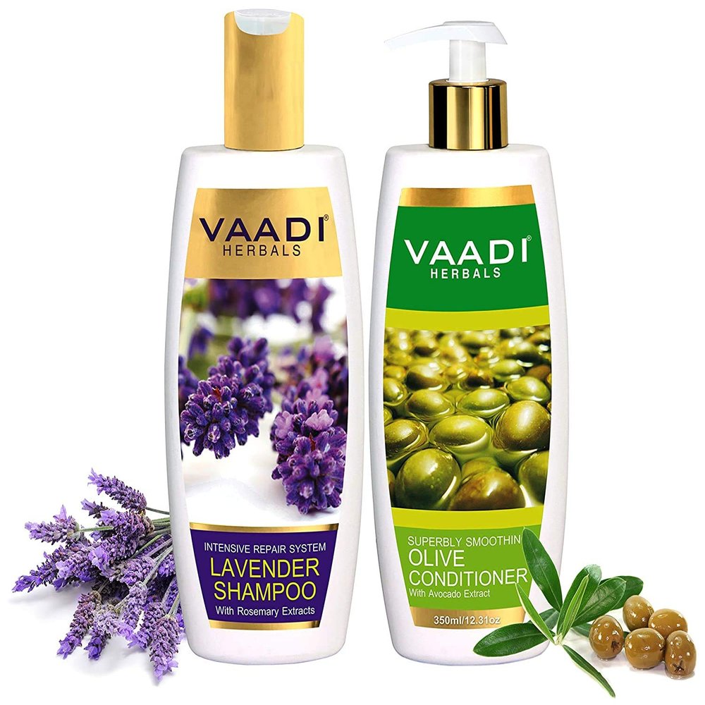 Vaadi Herbals Lavender Shampoo, 110ml with Olive Conditioner, 110ml
