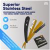Equinox International, Professional Straight Edge Razor With 100 Single Derby Blades Stainless Steel Razor And Blades - Disposable Blades -Barber Straight Razor Kit - Gold & Black view 2