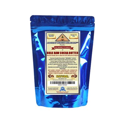 ANCIENT HEALTH REMEDIES Organic Unrefined Raw NATURAL COCOA (CACAO) BUTTER BLOCKS Bulk Size Rich Chocolate Aroma For Lip Balms Stretch Marks DIY Base for Body Butter (8oz)
