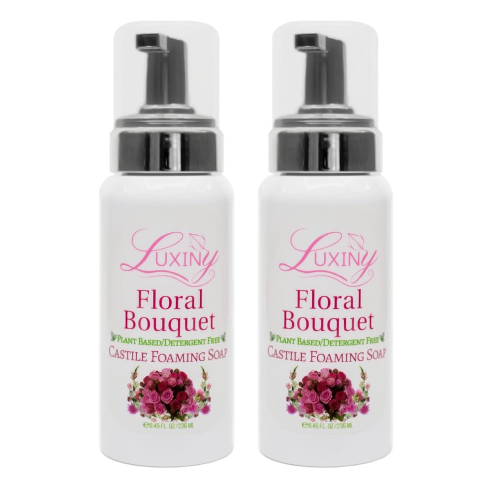 Castile soap, Liquid Foaming Hand Soap, Natural Moisturizing Hand Wash for the Kitchen & Bathroom, Palm Oil Free, Vegan & Cruelty Free, Made in the USA, 8.45 oz., 2 Pack (Floral Bouquet)