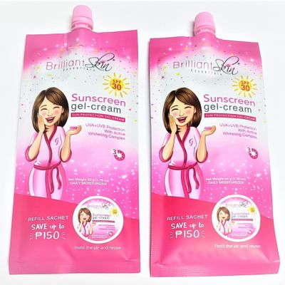 Brilliant Skin Sunscreen Gel-Cream SPF 30 Sachet Size 50 gram (Pack of 2), 3 Piece Set