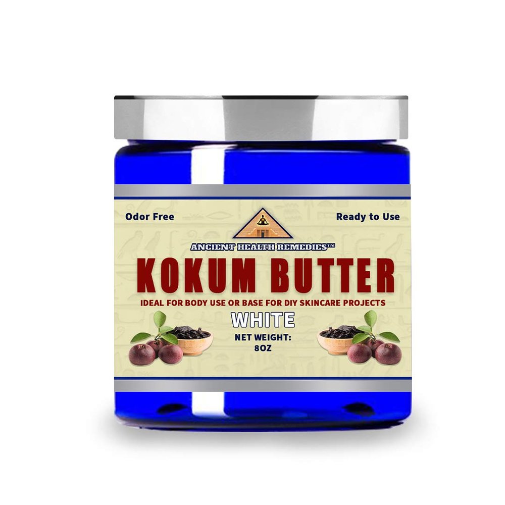 ANCIENT HEALTH REMEDIES Cosmetic Grade, PURE KOKUM BUTTER JAR/BLOCK. Bulk, Odor Free Alternative to Raw, Soft Butters. Ideal Hard Base for DIY Balms, Creams, Candle and Hand Creams (INDIA) (8 OZJAR)