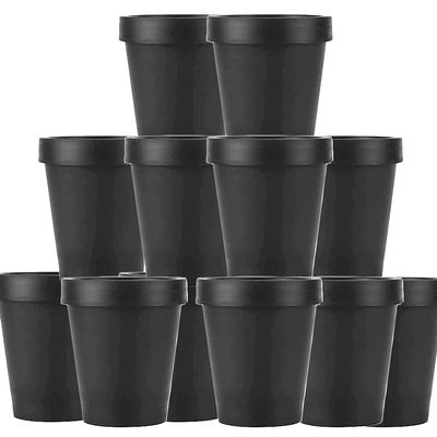 12pcs Black Plastic Leakproof Cosmetic Pot Jars, Cosmetic Container with Inner Liners and Dome Lids for Beauty Products DIY Slime Making or Travel Storage Cosmetics (200ml)