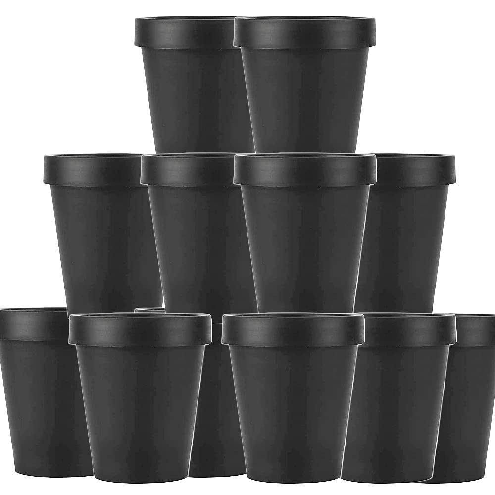 12pcs Black Plastic Leakproof Cosmetic Pot Jars, Cosmetic Container with Inner Liners and Dome Lids for Beauty Products DIY Slime Making or Travel Storage Cosmetics (200ml)