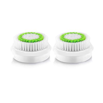 Replacement Facial Cleansing Brush Heads, Facial Cleansing Brush Head, Exfoliator Facial Brush Heads, for Acne Prone, Clogged and Enlarged Pores Skins (2 Pack/Green)