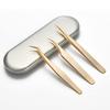 Eyelash Extension Tweezers, 3-Pack,Professional Stainless Steel Tweezers for Volume Lashes, Straight and Curved Tips for 3D-6D,Golden view 1
