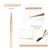 Eyelash Extension Tweezers, 3-Pack,Professional Stainless Steel Tweezers for Volume Lashes, Straight and Curved Tips for 3D-6D,Golden view 3