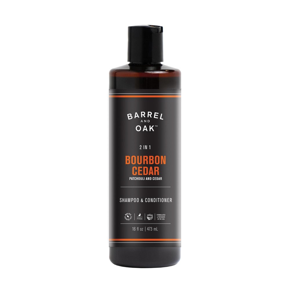 Barrel & Oak 2-in-1 Men's Shampoo and Conditioner, Cleanses Hair & Scalp, Multi-Use Hair Products for Men, Vegan Shampoo and Conditioner, Bourbon Cedar, 16 oz