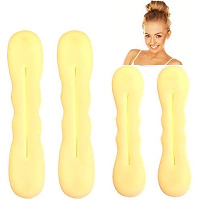 Anhua Hair Magic Bun Maker (2 Small, 2 Large) Foam Sponge Bun Shaper Hair Accessories Beige