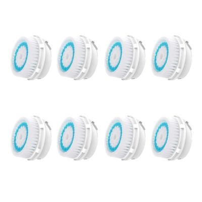 Facial Cleansing Brush Replacement Heads, Deep Pore Cleansing Brush Heads, for Acne Prone, Clogged and Enlarged Pores Sensitive Skins (8 Pack/Blue)