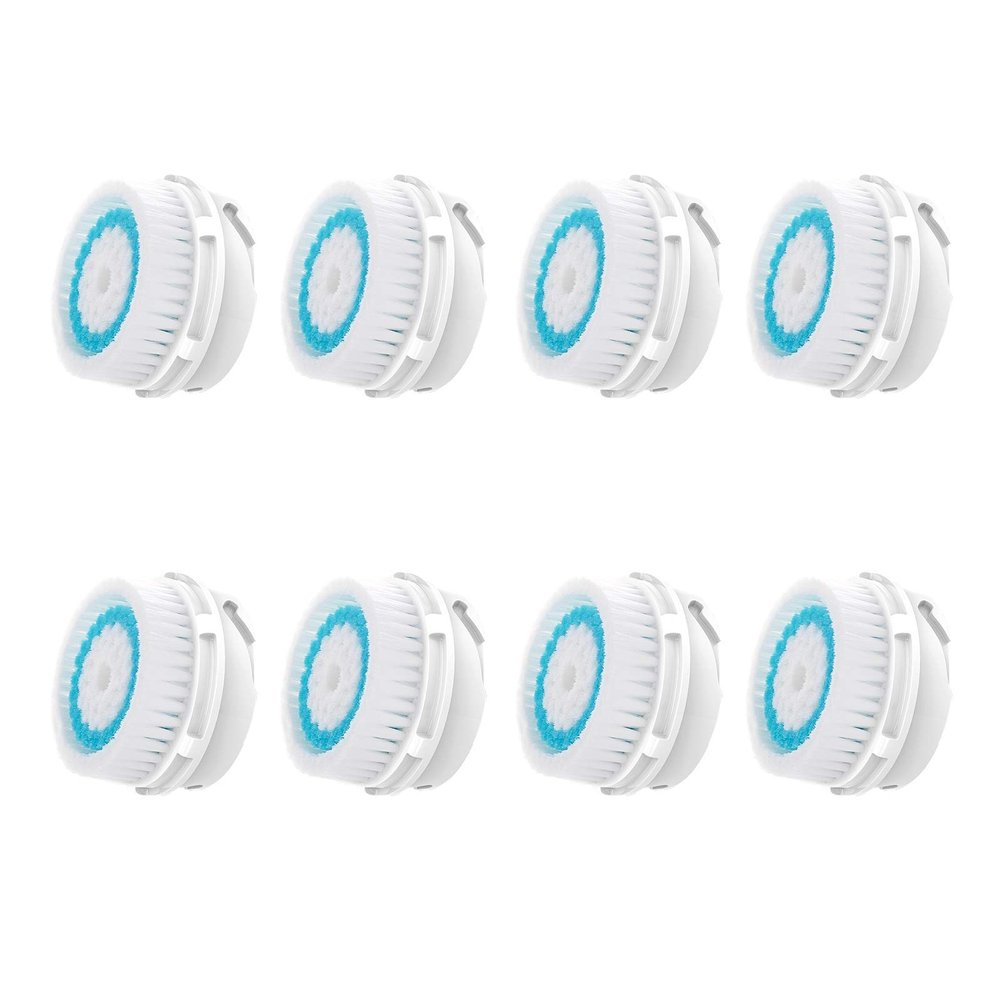 Facial Cleansing Brush Replacement Heads, Deep Pore Cleansing Brush Heads, for Acne Prone, Clogged and Enlarged Pores Sensitive Skins (8 Pack/Blue)