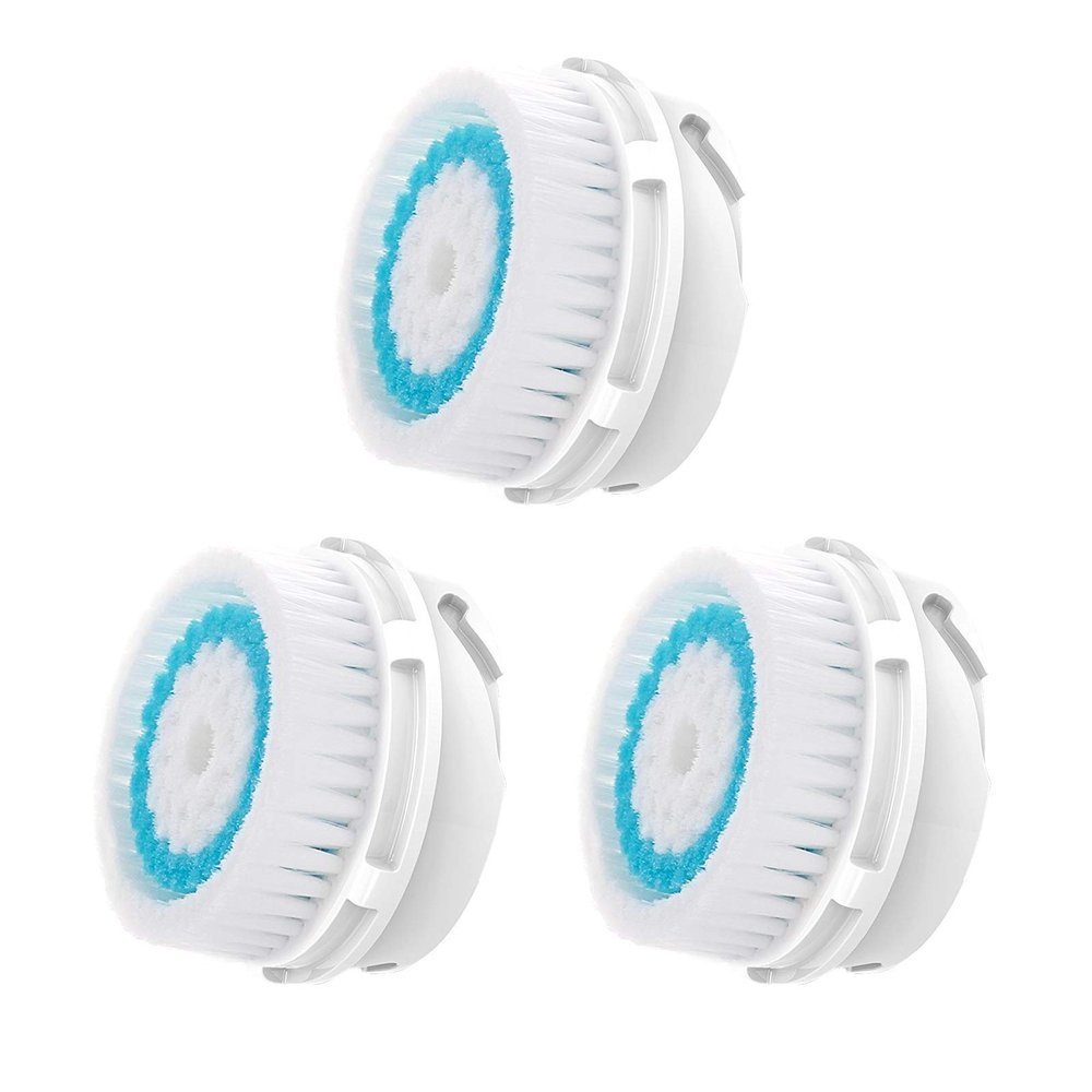 Facial Cleansing Brush Replacement Heads, Deep Pore Cleansing Brush Heads, for Acne Prone, Clogged and Enlarged Pores Sensitive Skins (3 Pack/Blue)