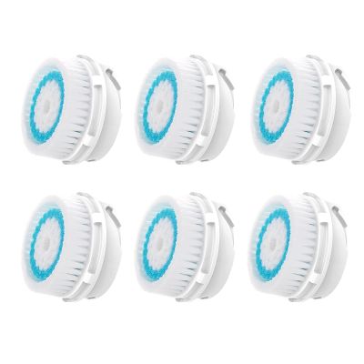 Facial Cleansing Brush Replacement Heads, Deep Pore Cleansing Brush Heads, for Acne Prone, Clogged and Enlarged Pores Sensitive Skins (6 Pack/Blue)