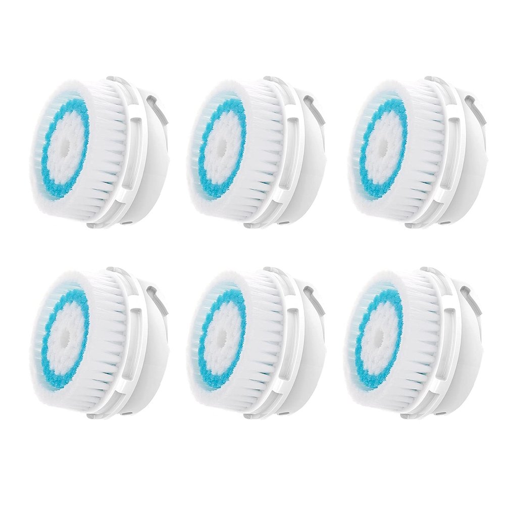 Facial Cleansing Brush Replacement Heads, Deep Pore Cleansing Brush Heads, for Acne Prone, Clogged and Enlarged Pores Sensitive Skins (6 Pack/Blue)