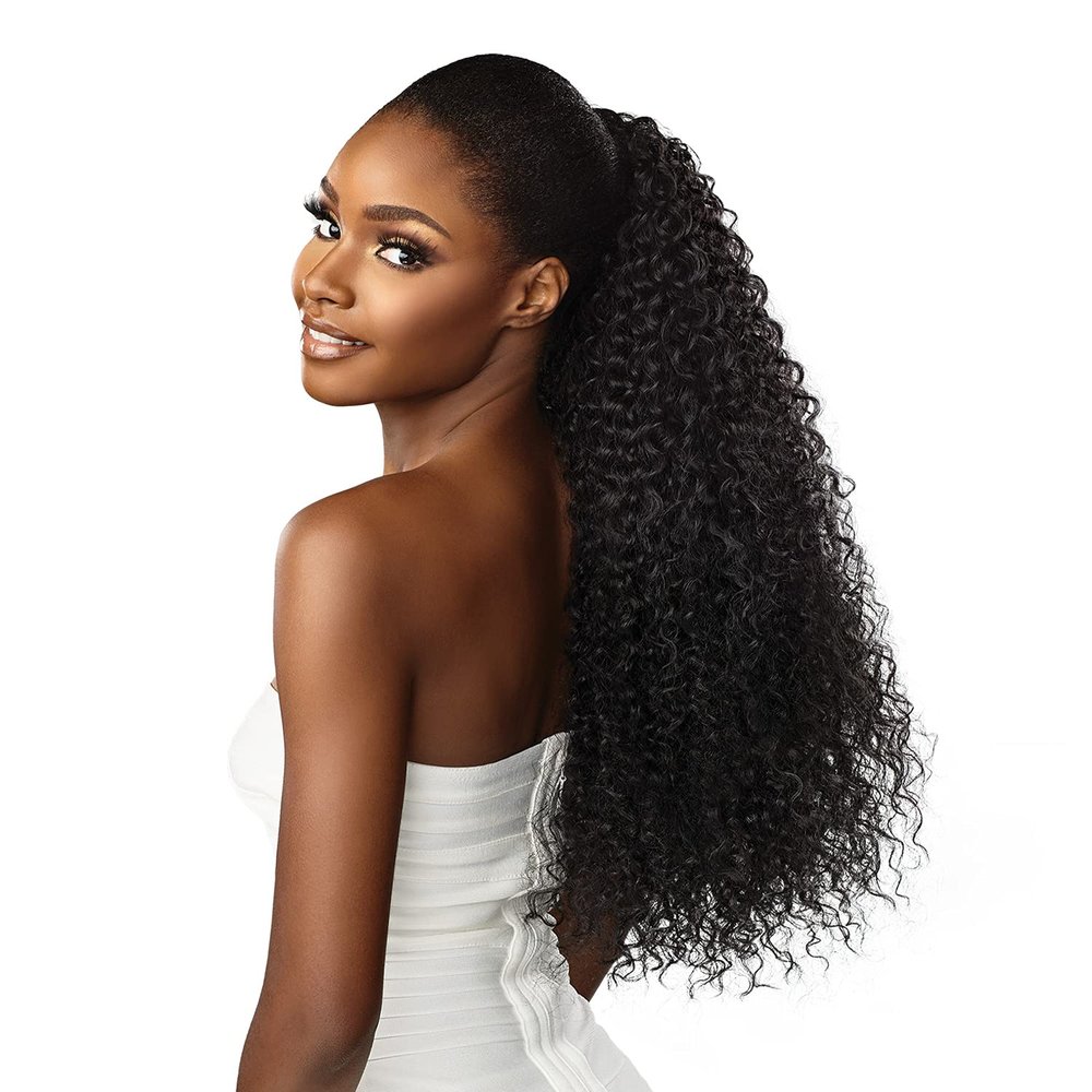 Sensationnel Lulu Pony Tail Drawstring - Cici High Heat Synthetic Yaki Ponytail or Up Do Hair Wig Piece (1 JETBLACK)