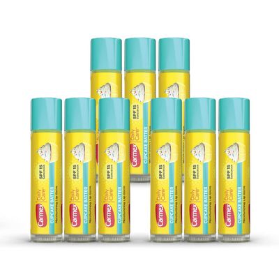 Carmex Daily Care Moisturizing Lip Balm Sticks, SPF 15, Cupcake Batter Flavor, 9 Count