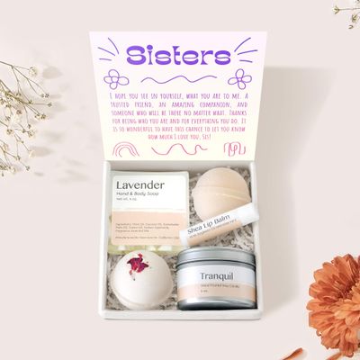 Dear Ava Spa Gifts for Women - Organic Self Care luxury Anti Stress Relaxing Bath and Body Kit Set Basket Box for Her with Heartfelt Card - Birthday Holiday Gift for Sister