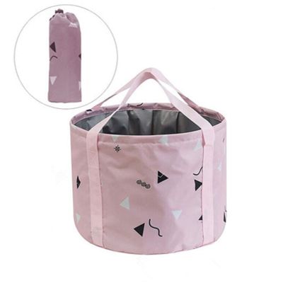 14L Collapsible Feet Soaking Bag Tub with Handles for Girls Women, Portable Pedicure Foot Spa Soak Bath Foldable Basin Bucket for Travel Camping, Pink