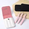 3Pcs Professional Stainless Steel Eyebrow Hair Removal Tweezer Set Brow Remover Tweezer Clips Beauty Tools with PU Leather Travel Case for Women and Girls, Pink view 2