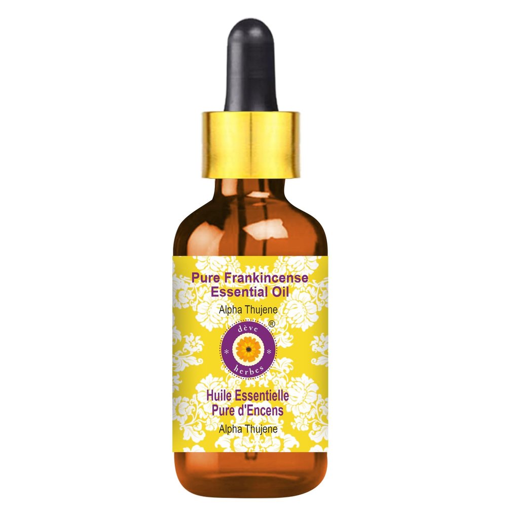 Deve Herbes Pure Frankincense Essential Oil (Alpha Thujene 70%) Boswellia serrata with Glass Dropper Steam Distilled 100ml x 2 (6.76 oz)