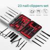 4-23 pieces of nail clippers, pedicure scissors set, stainless steel hook, portable manicure nail clippers tool set, 16 pieces of dark brown view 2