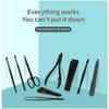 4-23 pieces of nail clippers, pedicure scissors set, stainless steel hook, portable manicure nail clippers tool set, 16 pieces of dark brown view 4