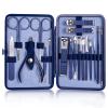 4-23 Nail Clippers, Pedicure Scissors Set Stainless Steel Eagle Hook Portable Manicure Nail Clipper Tool Set 18pcsblue view 1