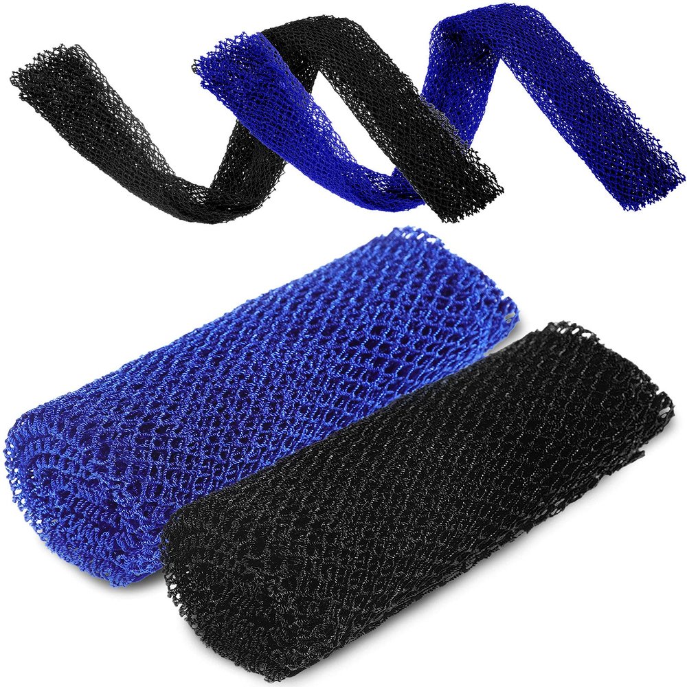 2 Pieces African Exfoliating Net Bath Sponge African Net Long Back Scrubber Body Shower Scrubber Back Scrubber Skin Smoother for Daily Use or Stocking Stuffer (Blue, Black)