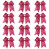 DEEKA 12 PCS 7" Large Glitter Cheer Bows Shiny Cheer Hair Bows Ponytail Holder Handmade for Cheerleader Girls Softball Sports -Pink view 1