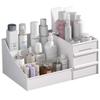 skin care organizer,Makeup Desk Organizer With Drawers,Countertop Organizer for Cosmetics,Vanity brush with Holder for Lipstick, Brushes, Eyeshadow, and Jewelry Desktop Finishing Dresser (White) view 1