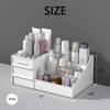skin care organizer,Makeup Desk Organizer With Drawers,Countertop Organizer for Cosmetics,Vanity brush with Holder for Lipstick, Brushes, Eyeshadow, and Jewelry Desktop Finishing Dresser (White) view 2