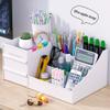 skin care organizer,Makeup Desk Organizer With Drawers,Countertop Organizer for Cosmetics,Vanity brush with Holder for Lipstick, Brushes, Eyeshadow, and Jewelry Desktop Finishing Dresser (White) view 4
