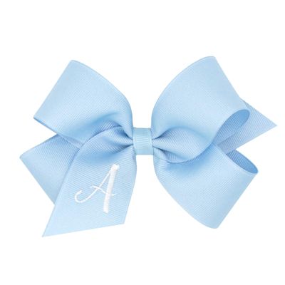 Wee Ones Girls' Initial It Monogram Hair Bows on a WeeStay No Slip Hair Clip, For All Ages and Hair Types, Blue Bow, Medium Size, Letter A
