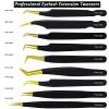 YNR Lash Eyelash Extension Tweezers, Japanese Stainless Steel Tools Straight Curved, Volume Tweezers Precision Angled Gold Tip with Free leather Case (YNR-S2GB) view 4